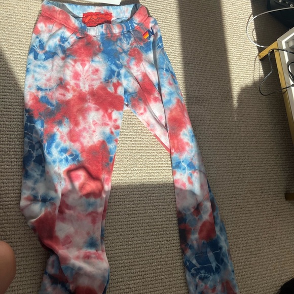 Aviator Nation Light Weight Hand Dyed Sweatpants- Tie Dye Red - Picture 2 of 5